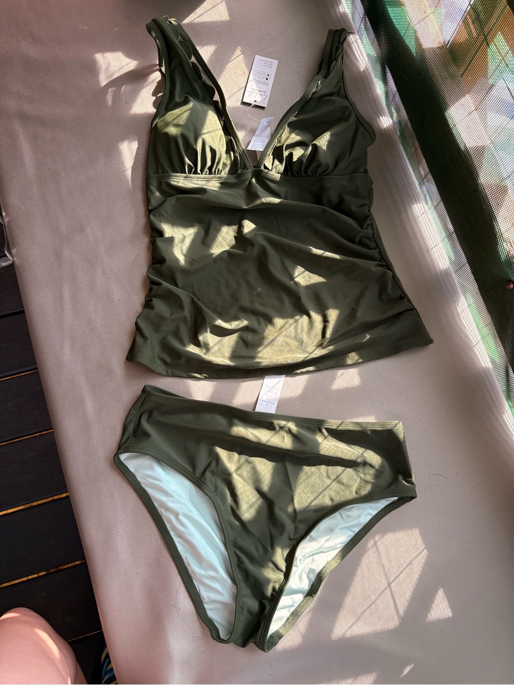 Cupshe Olive Green Tankini Swim Set